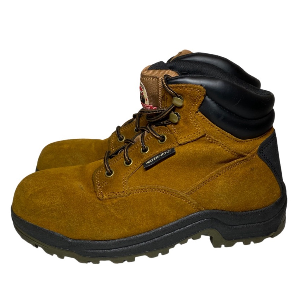 Brahma Leather Safety Toe Work Boots Women’s Size 9 Tan Lace Up Waterproof Shoes